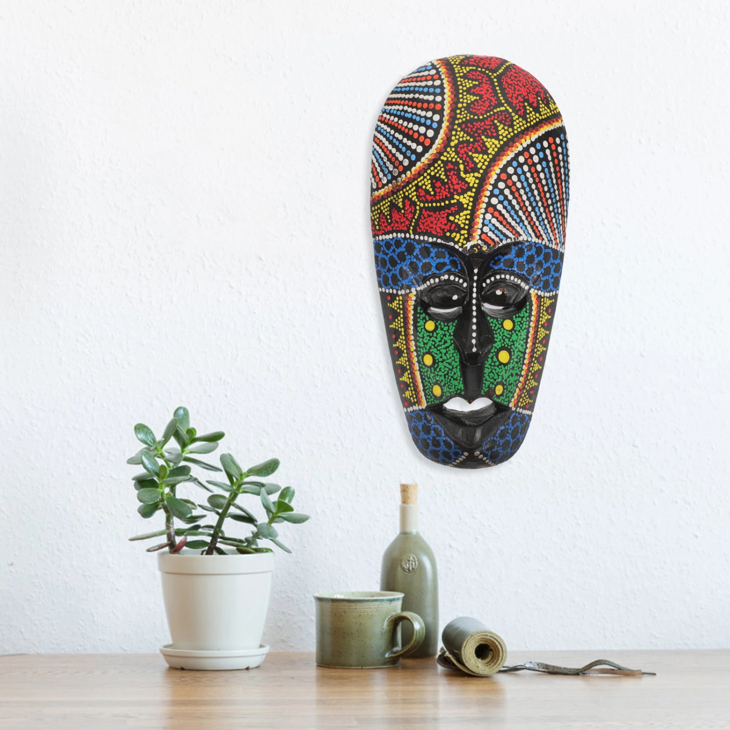 Tribal Mask Ornament Wooden Mask Decorative Carved Mask Ornament Tiki Mask Decor (Random Style)