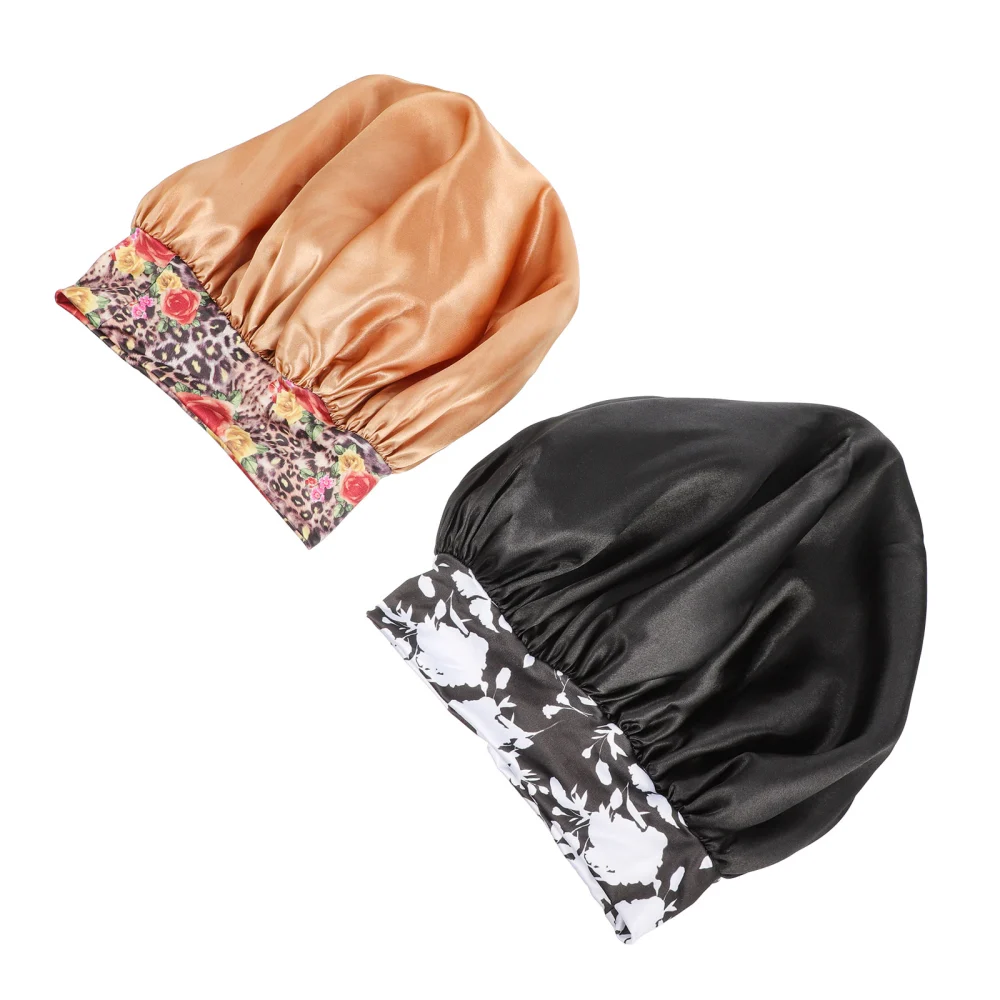 2pcs Satin Hair Bonnet for Women Elastic Wide Band Sleep Silky Satin