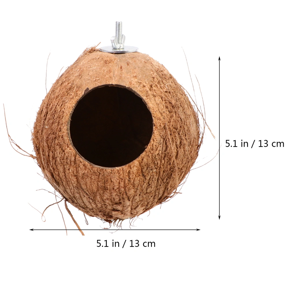 Handmade Coconut Shell Bird Nest Classic Wide Entrance House Birds Bed Birds Food Feeder for Outdoor Garden Balcony Birds Supplies (Brown)