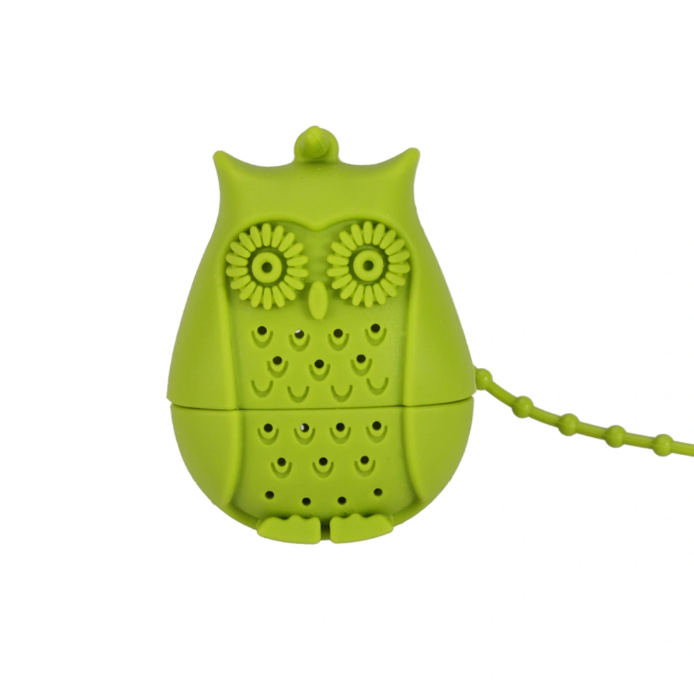 Silicone Loose Tea Leaf Strainer Owl Infuser Herbal Spice Filter Diffuser (Green)