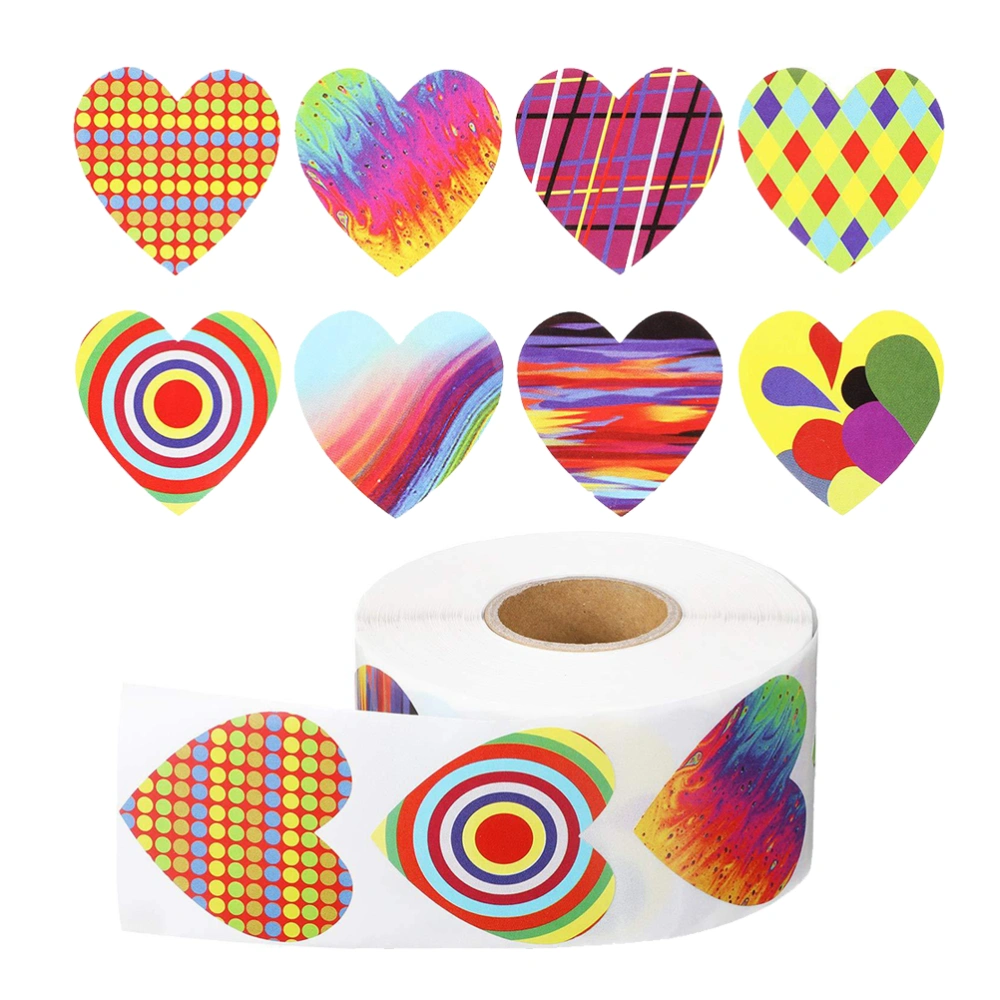 1 Roll/500pcs Chic Decorative Sticker Heart Shape DIY Sticker Baking Packing Label Wrapping Stickers for Valentine's Day