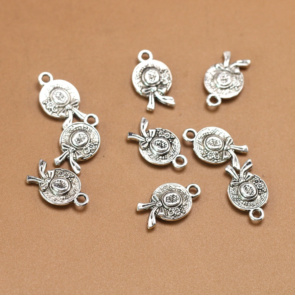 50pcs Alloy Straw Hat Pendants DIY Charms Jewelry Making Accessory for Necklace Bracelet (Antique Silver)