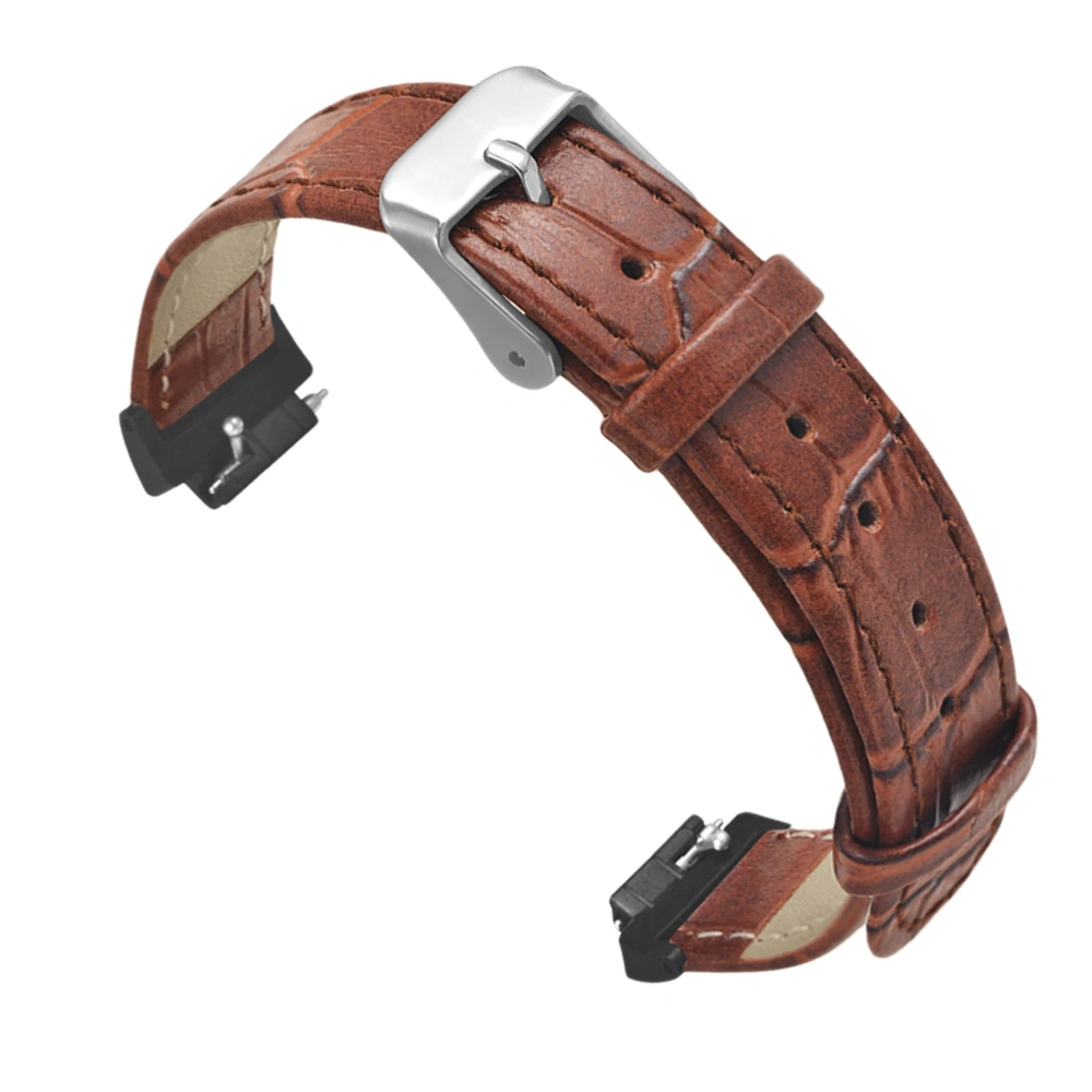 1PC Bamboo Grain Watch Strap Watch Band Replacement Casual Leather Watchband Compatible for Fitbit (Brown)