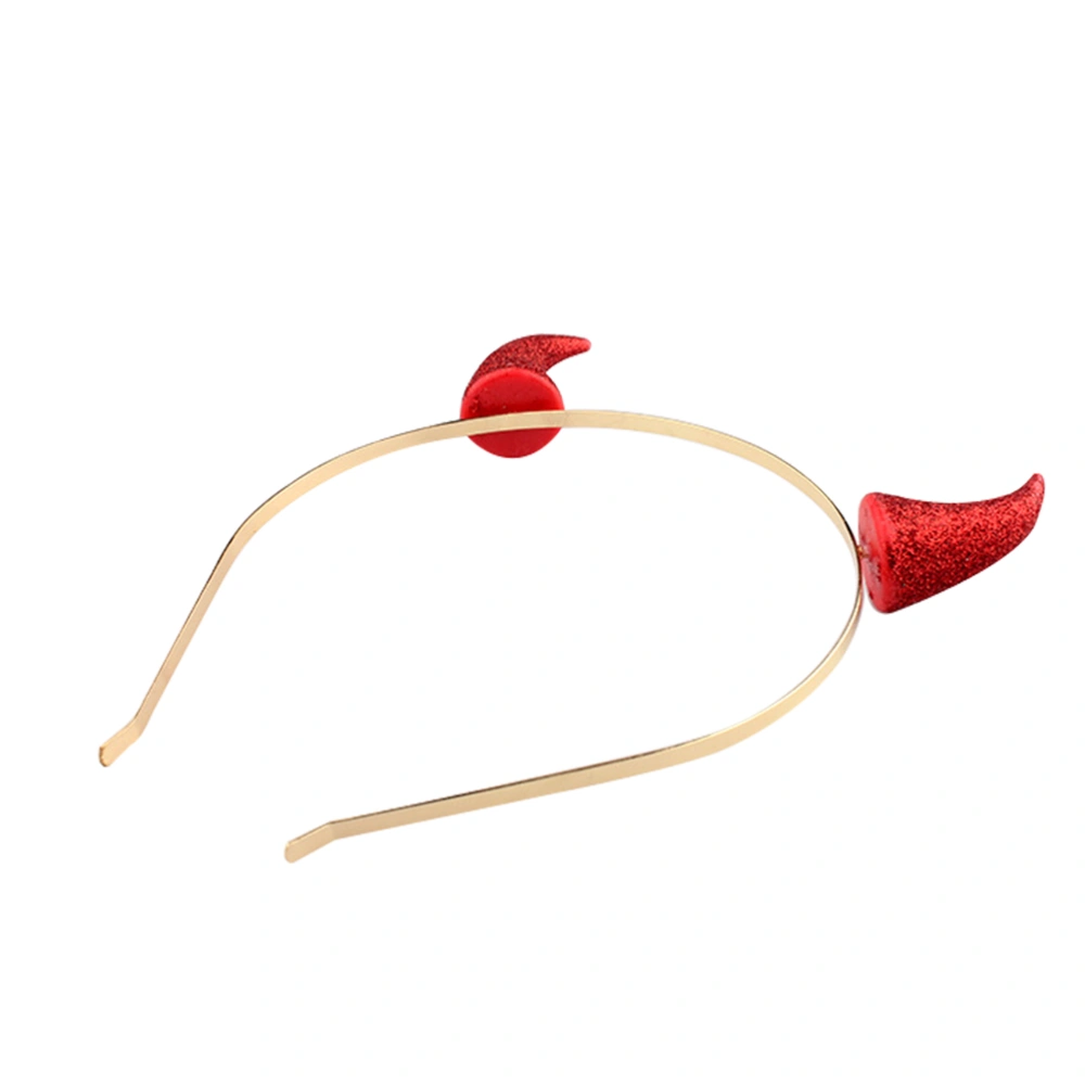 Golden Head Hoops Shining Red Ox Horn Hairwear Halloween Party Devil Horn Headband Accessory Masquerade Party Supplies