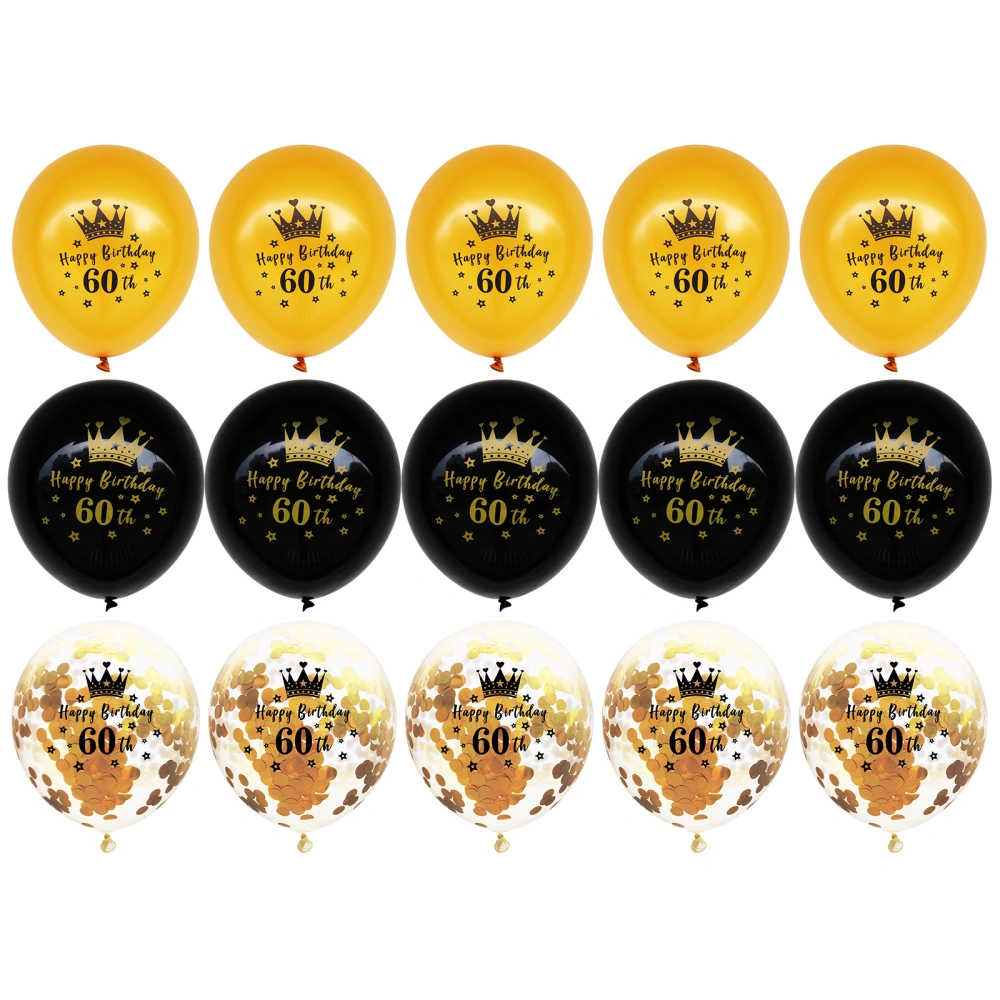 15pcs Number Printing Balloons Confetti Balloons Latex Balloons for Birthday