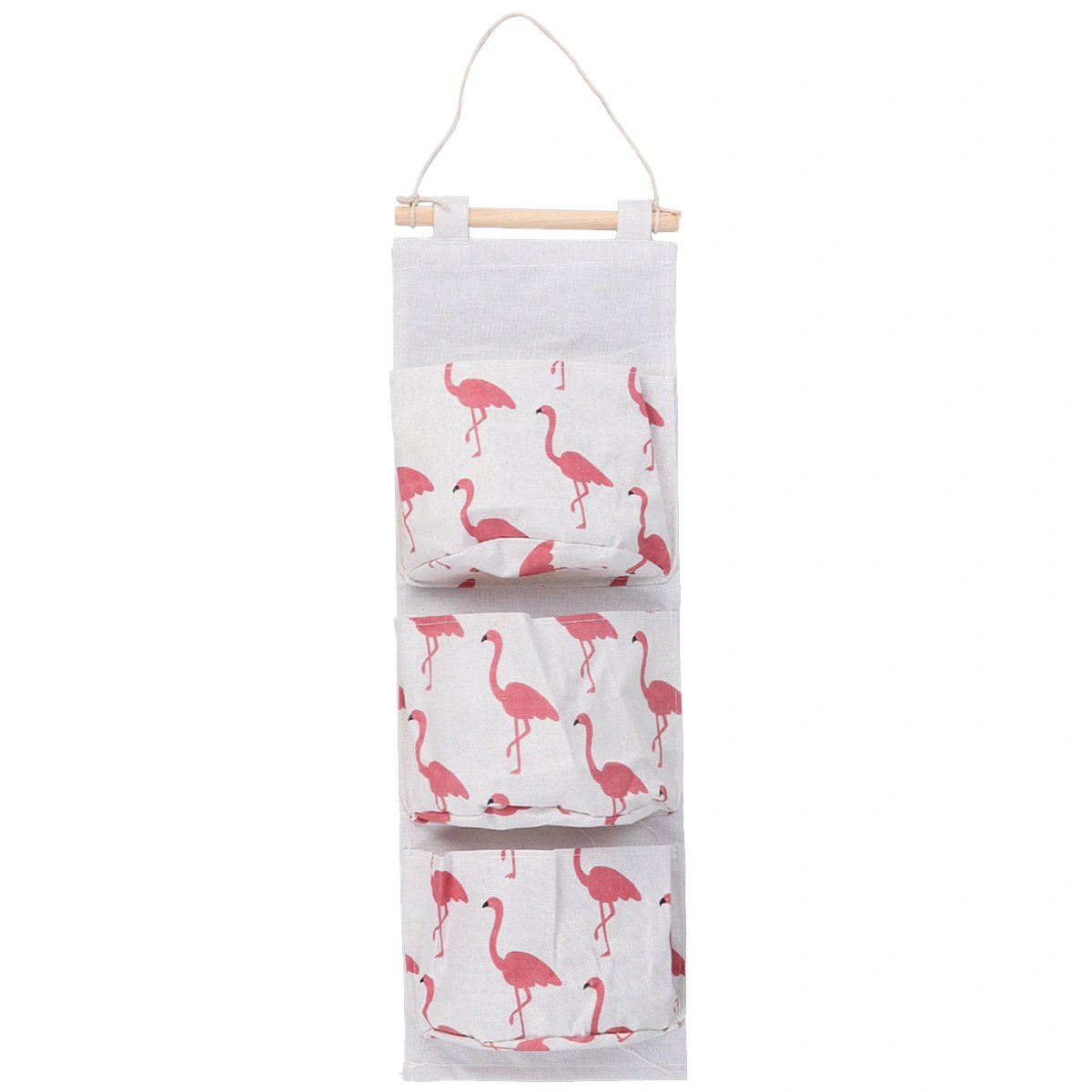 2pcs Canvas Storage Bags Hanging Bags Wall Fabric Hanging Doors Mobile Phone Bags Socks Wardrobes Dormitories Storage Box(White Flamingos and Green Flamingos)