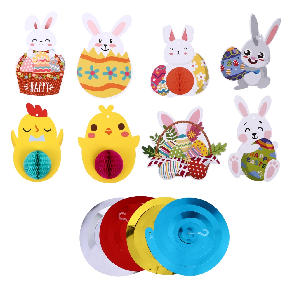 16pcs Spiral Hanging Swirls Easter Party Decors Rabbit Eggs Design Pendents