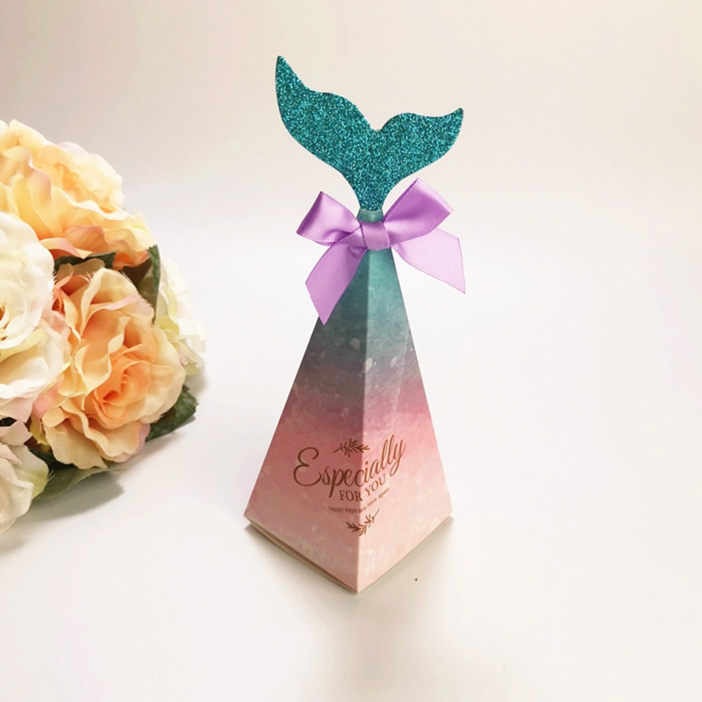 25pcs Crteative Mermaid Candy Boxes Triangle Pyramid Wedding Gift Boxes Party Supplies Wedding Candy Bag Chocolate Boxes (Gradient Pink Blue)