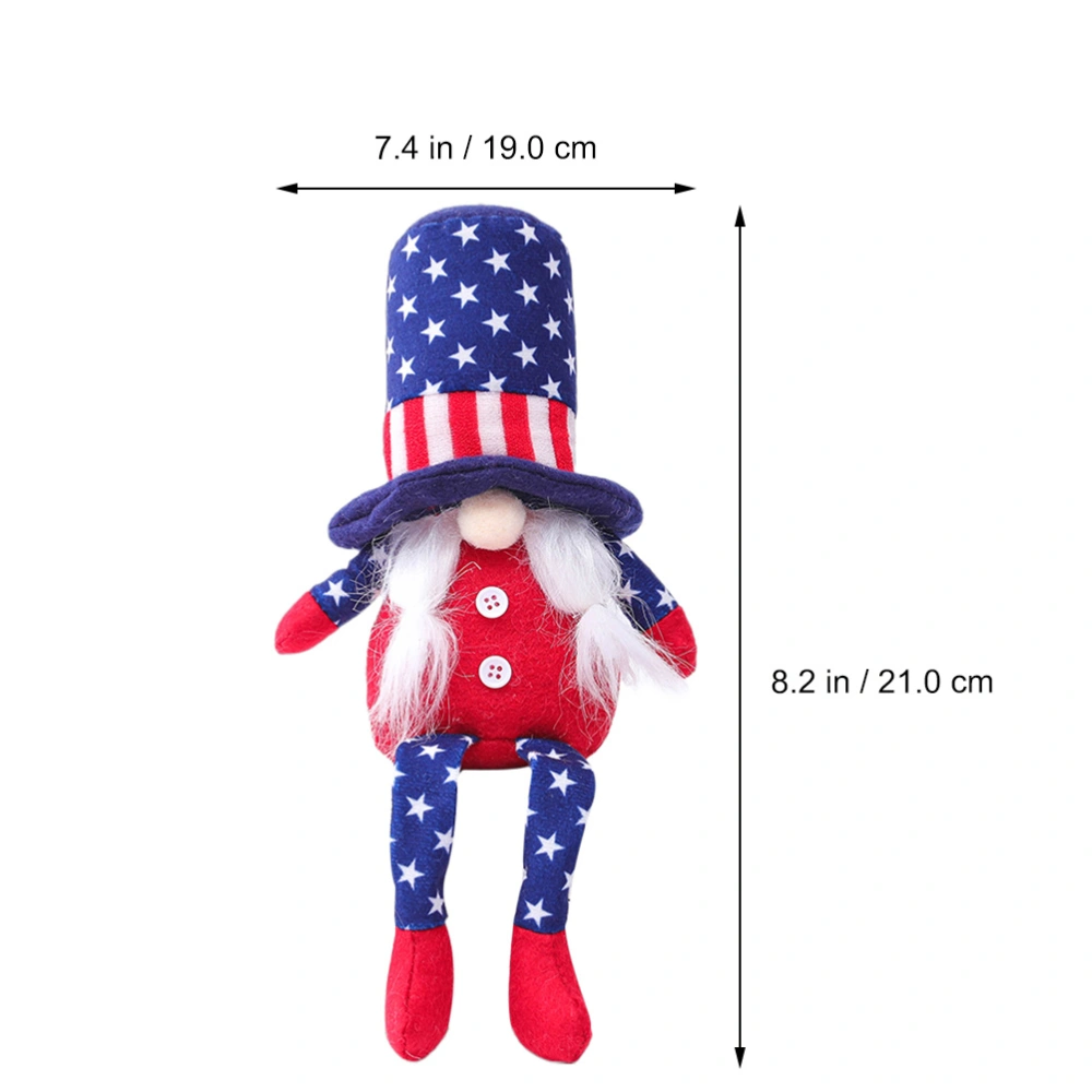 1pc Lovely Gnomes Doll Ornament with Leg for Independence Day National Day Decor