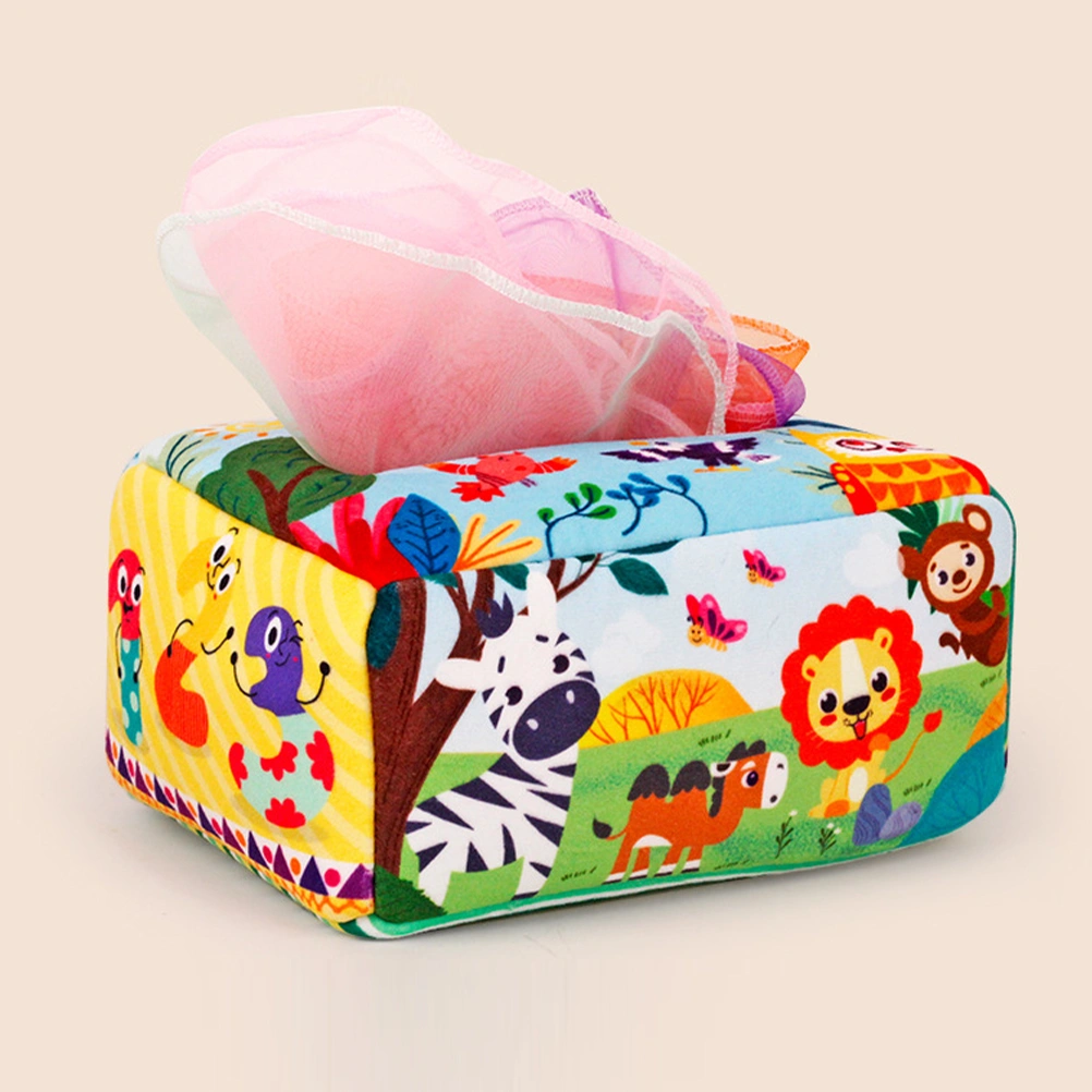 1 set of Kids Tissue Box Toy Montessori Tissue Box Pull Toy Fabric Tissue Box Toy Baby Tissue Box