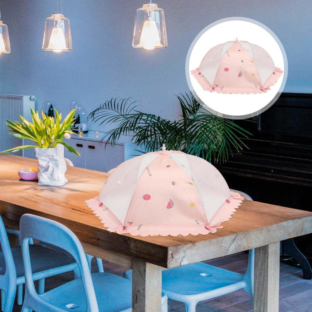 1Pc Household Folding Vegetable Cover Kitchen Large Vegetable Fly Food Dust Cover for Home Dining-table (Pink Fruit)