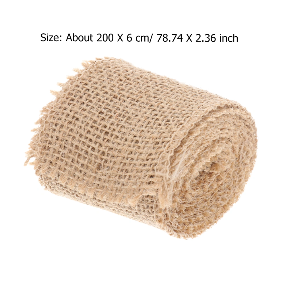 2M Jute Burlap Ribbon Roll for Christmas Decoration (Natural Color)