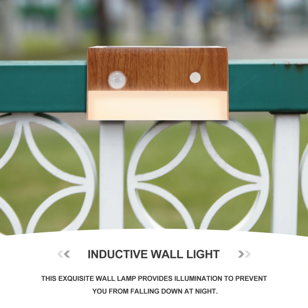 1 Set Induction Solar Light Bright Stair Wall Lamp Wood Grain Wall Light