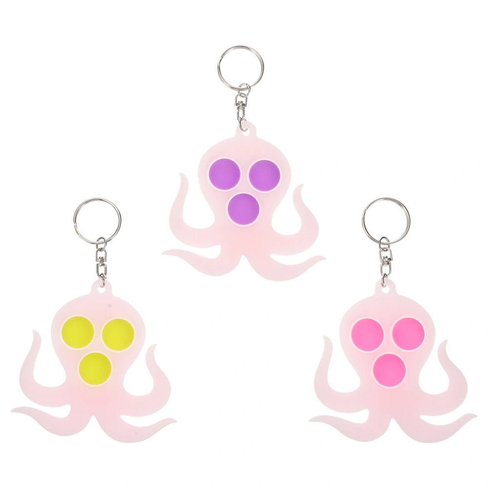 3pcs Creative Octopus Decompression Keychains Silicone Key Chains Bag Decor