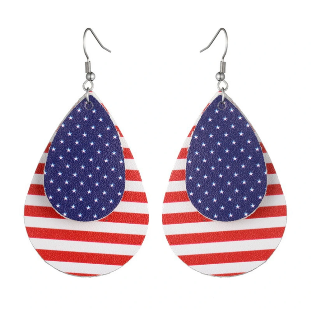 Fashion America National Flag Hook Dangle Earrings Leather Jewelry Accessories Gifts for Women Girls (4)