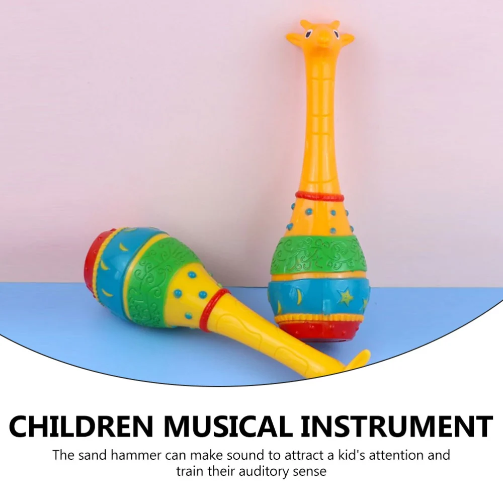 Kids Sand Hammer Toy Giraffe Design Sand Hammer Children Musical Instrument