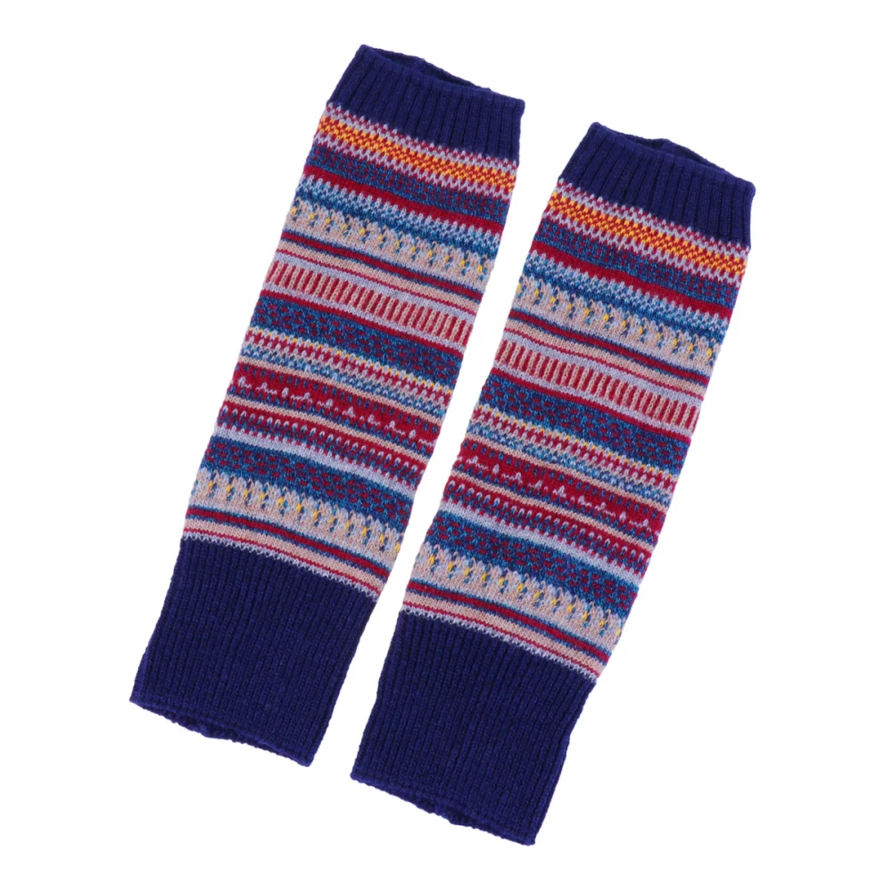 Autumn Winter Warm Socks Stripe Socks Knee Protective Stockings Knitted Girls Socks (Bottom Navy)