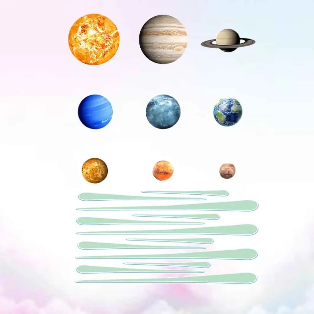 Luminous Wallpaper Nine Planets Design Wall Sticker Home Decoration For Childrens Room (Planet Pattern)