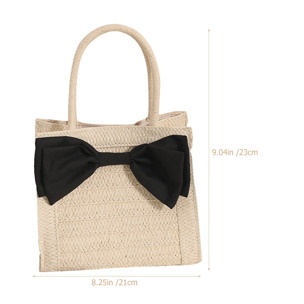 Hand Woven Beach Bag Shopping Bag Woven Bag Handbag Bowknot Bag for Girl