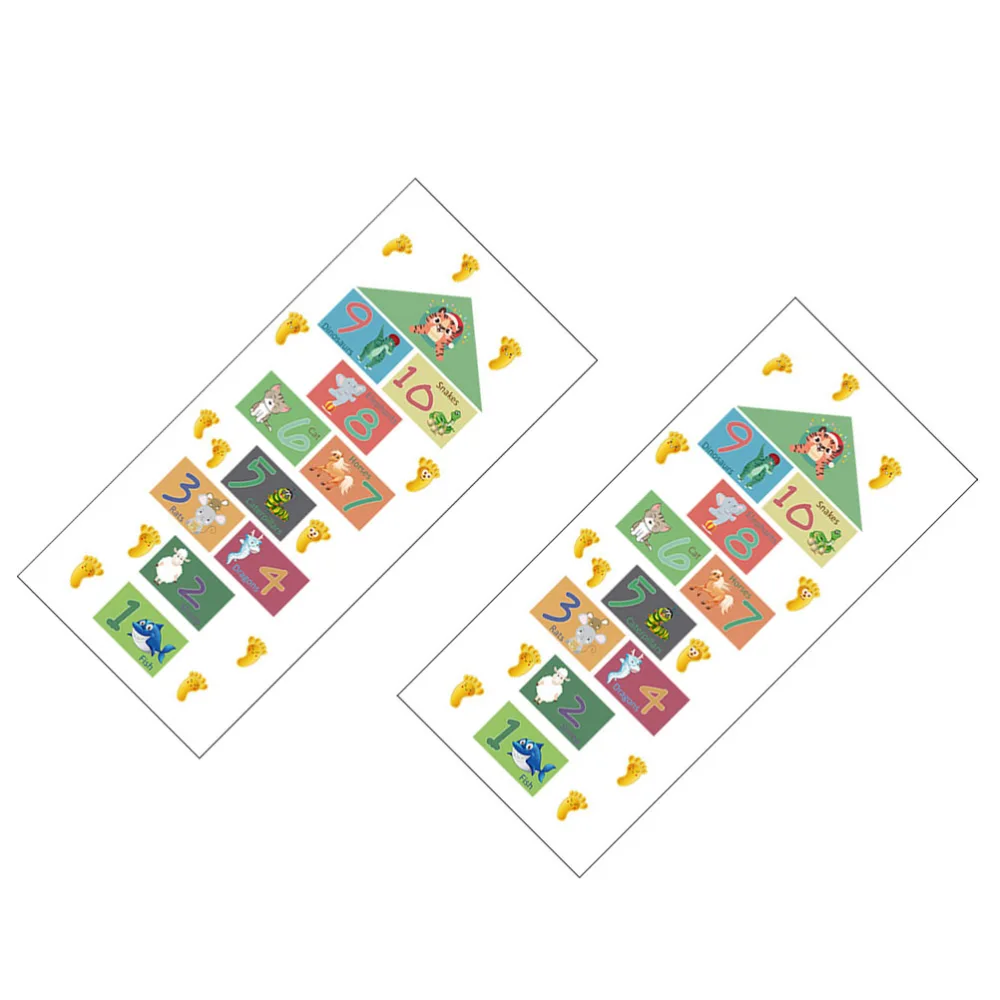 2PCS Hopscotch Stickers Self-adhesive Floor Stickers Home Floor Game Playing Decals