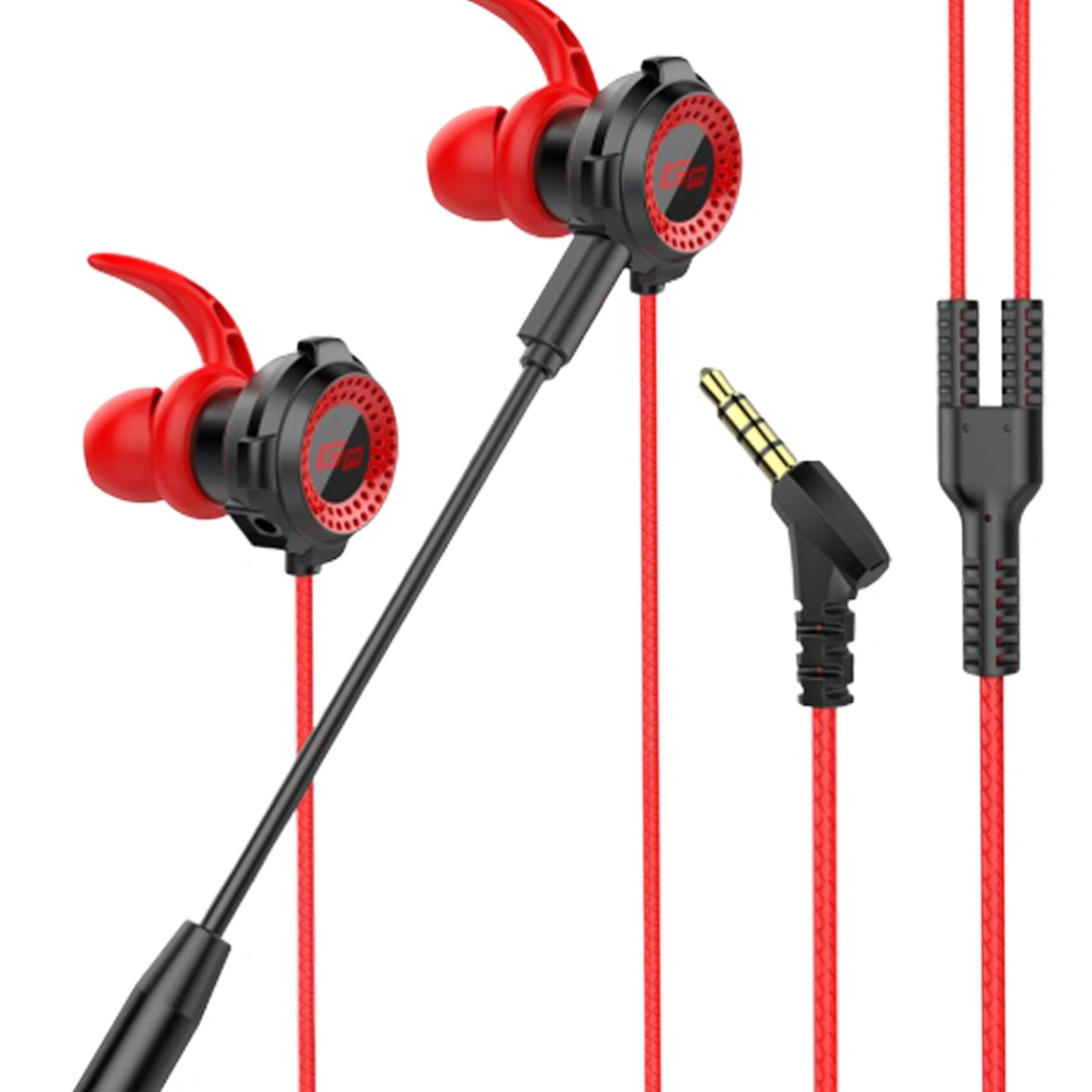 G11 Gaming Earphones In Ear Headphones Wired Earphones Earbuds Headset Noise Cancelling Stereo Computer Gamer Headphones with Dual Mic for Mobile Phone (Red)