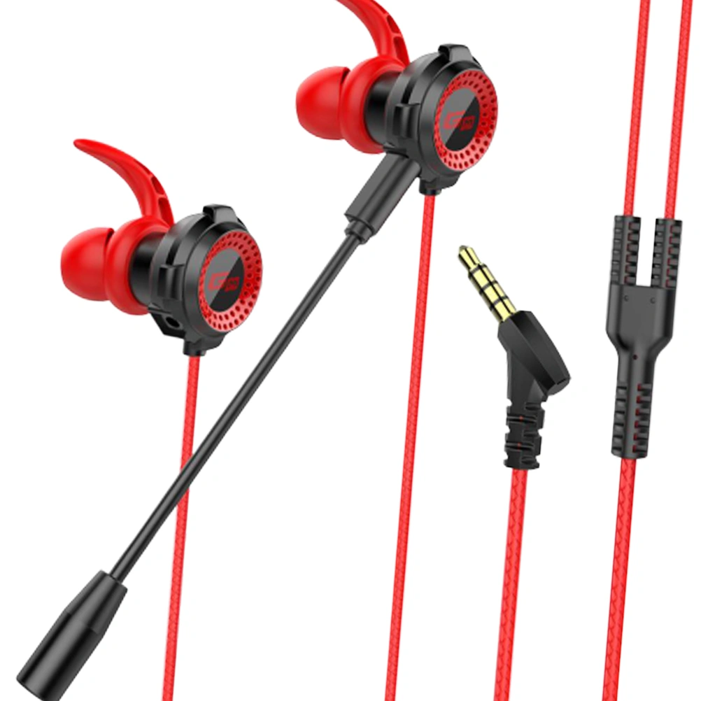 G11 Gaming Earphones In Ear Headphones Wired Earphones Earbuds Headset Noise Cancelling Stereo Computer Gamer Headphones with Dual Mic for Mobile Phone (Red)