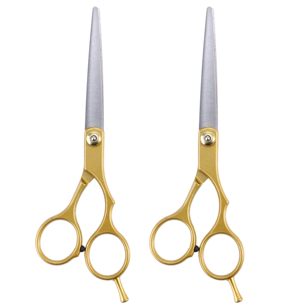 2Pcs Hairdressing Scissors Stainless Steel Hair Cutter Hair straight Snips Cutting Scissors Barber Tool Silver(Golden)