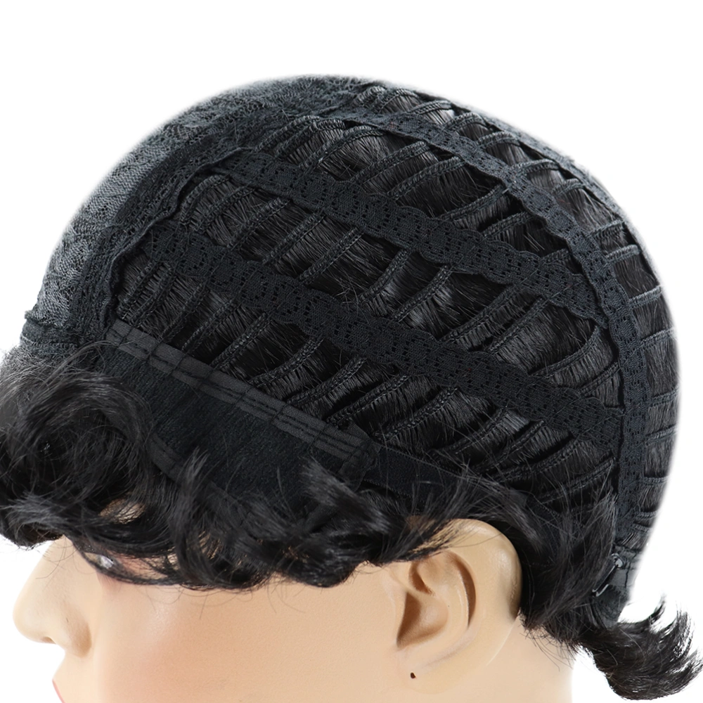 Women Lady Short Curly Hair Wig Hair Wig Natural Looking Fashion Rose Net Wig Cover (Black)