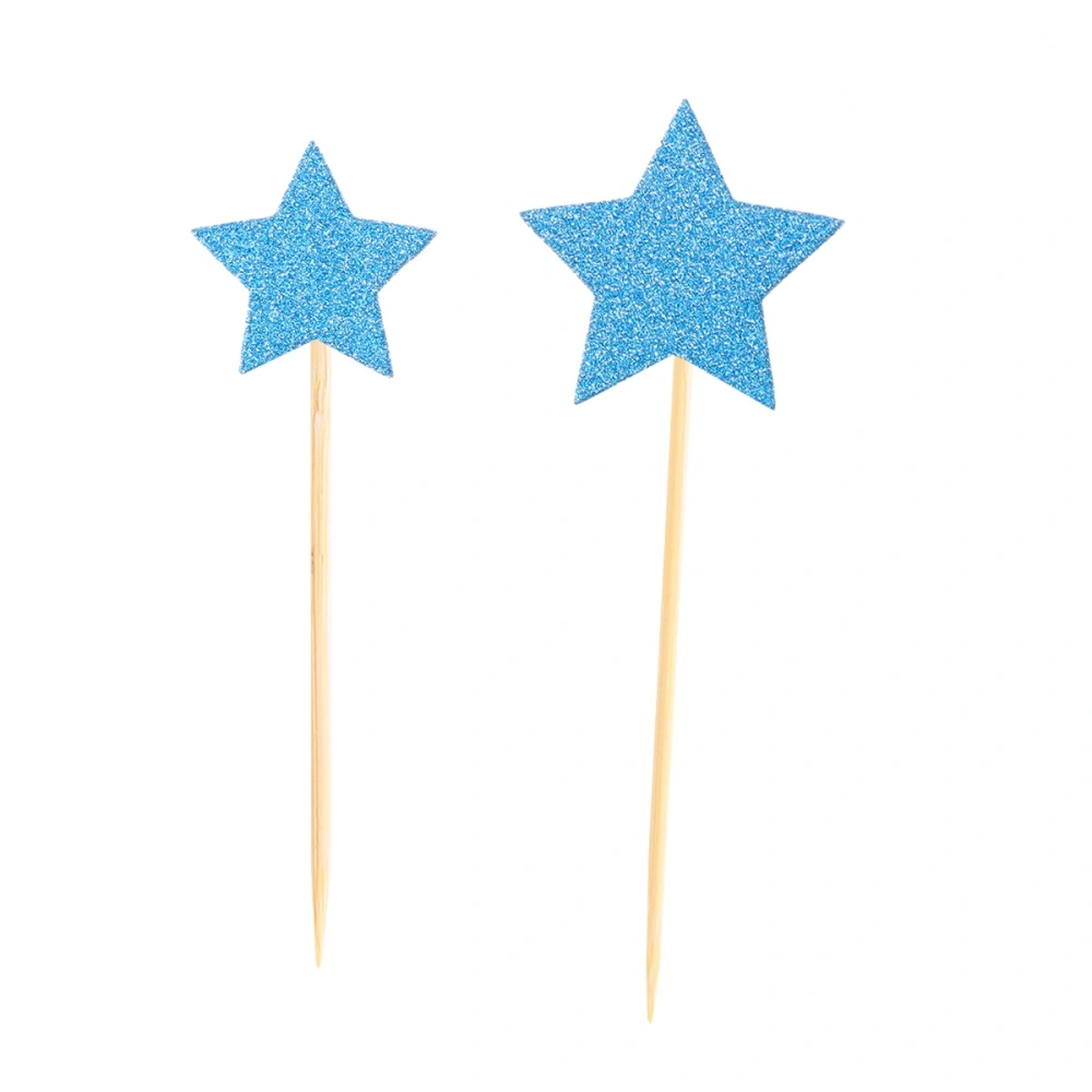 12 PCS Glitter Star Cake Picks Cupcake Toppers Cake Decorations Assorted Sizes for Birthday Wedding Holiday Party Favors (Blue)