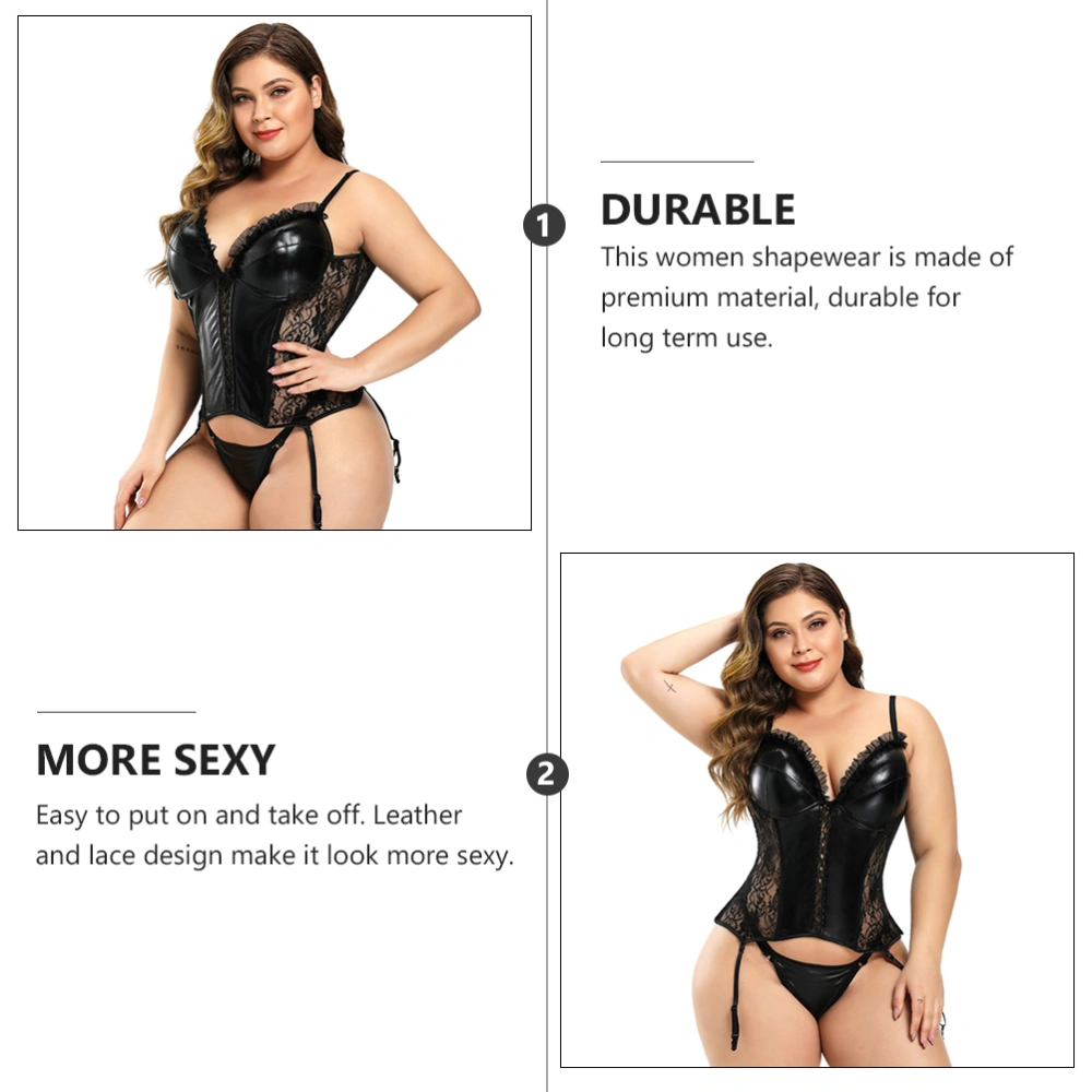 1 Pc Sexy Women Shapewear Leather Lace Corset Slimming Waist Lifting Hips Corset