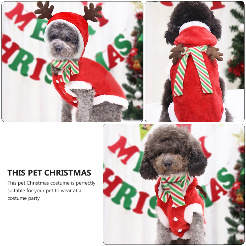 1 Set Christmas Dog Costumes Puppy Cosplay Clothes Suit Xmas Outfits with Scarf