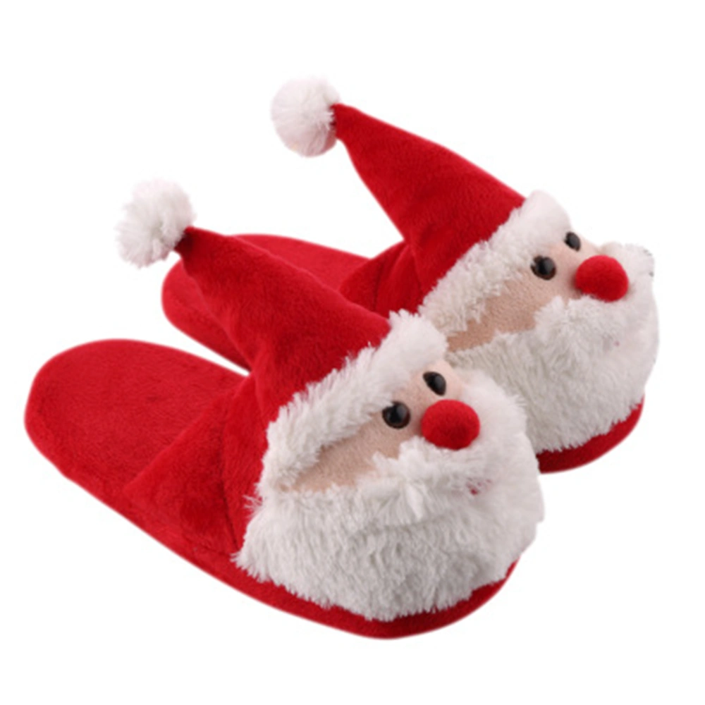 Santa Claus Slippers Plush Warm Slippers Non-slip Slip-on Shoes Christmas Gift for Adults and Kids - Size 40-41