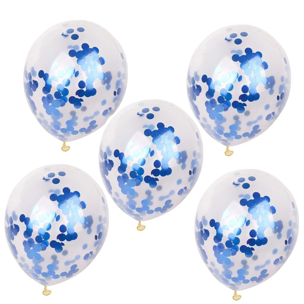 5Pcs 12 Inch Confetti Balloons Sequins Latex Party Balloons for Thanksgiving Christmas Wedding Festivals Birthday Baby Shower Party Decorations (Blue Confetti)