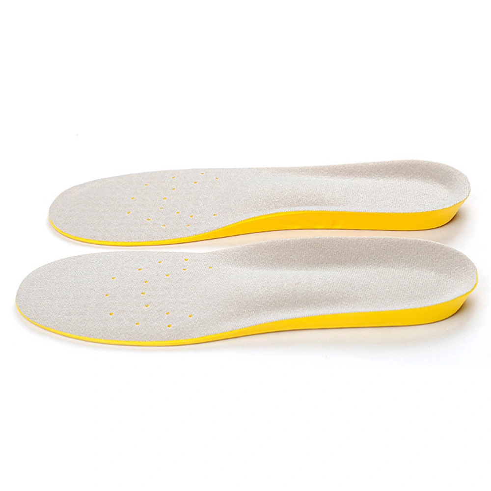 1 Pair of Sports Insoles Comfortable Absorption Foot Cushion Insoles - Size M (Yellow Bottom Grey Surface)