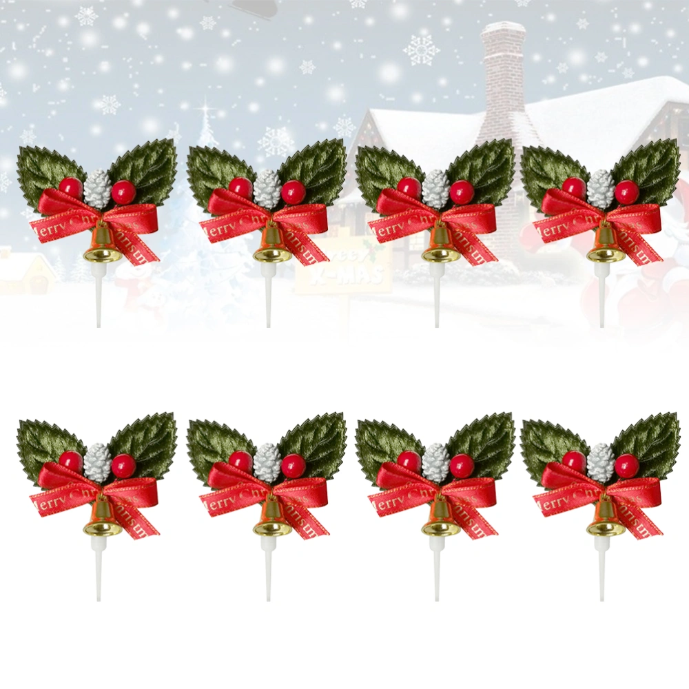 10pcs Christmas Ilex Leaves Cake Toppers Creative Cake Inserts Plastic Cupcake Decor Party Supplies (DL-158 D)