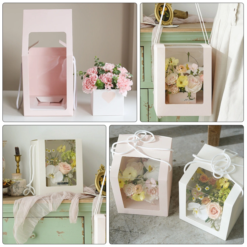 3pcs Flower Gift Clear Window Transparant Square Shape Portable Packing Boxes