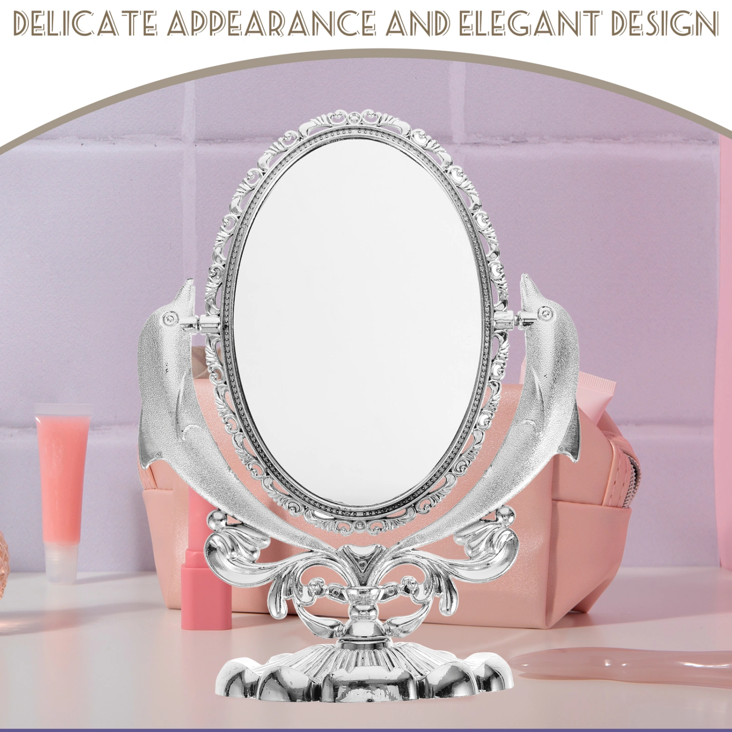 Tabletop Makeup Mirror Double-sided Makeup Mirror Swivel Makeup Mirror for Desk
