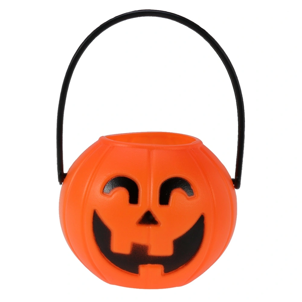 10pcs 7cm Halloween Portable Pumpkin Bucket Children Trick or Treat Pumpkin Candy Pail Holder (Curved Eyes)