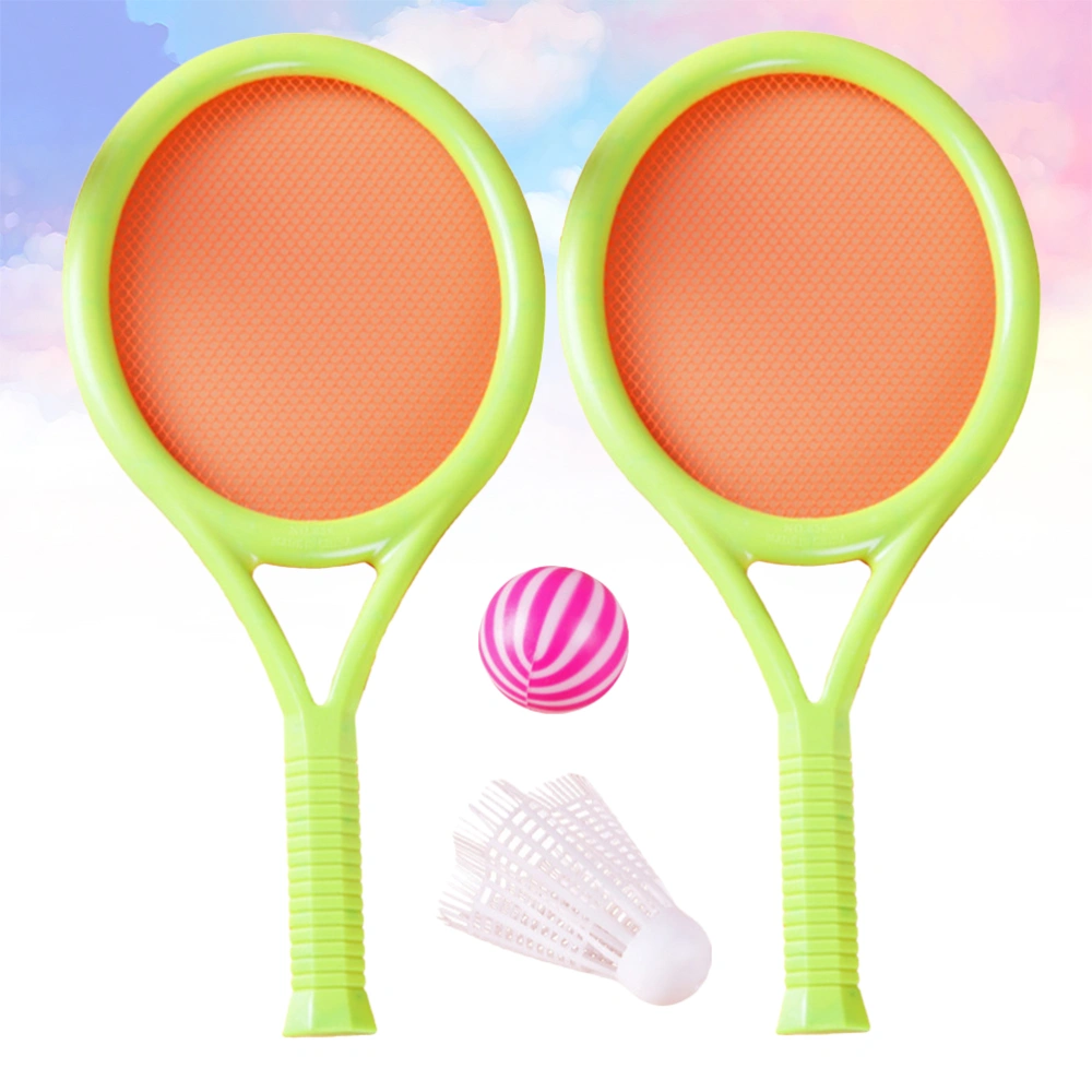 2 Set Childrens Plastic Tennis Racket Set Indoor Outdoor Sports Toys for Children Kids (Random Color, 4pcs Tennis Rackets + 2pcs Plastic Balls + 2pcs Tennis)