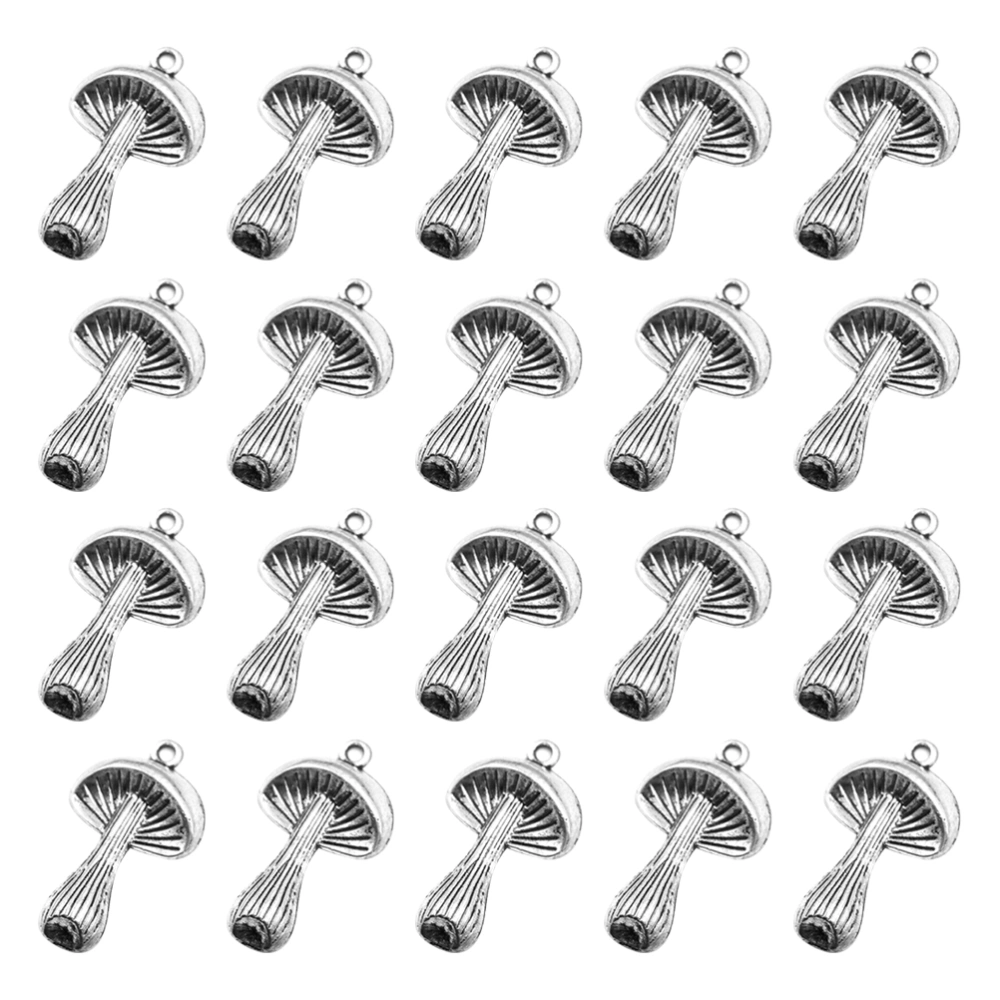 20pcs Alloy Mushroom Shape Pendants Charms Jewelry Making Accessory for Bracelet Necklace (Antique Silver)