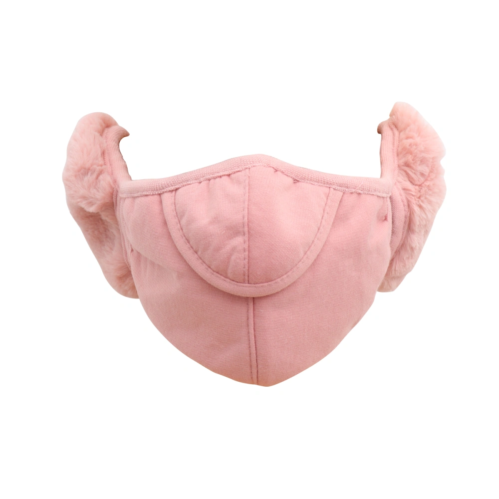 Winter Cotton Warm Mask Bike Cycling Half Face Ear Mask for Running Outdoor Winter (A925 Opening Mouth and Nose Style, Pink)