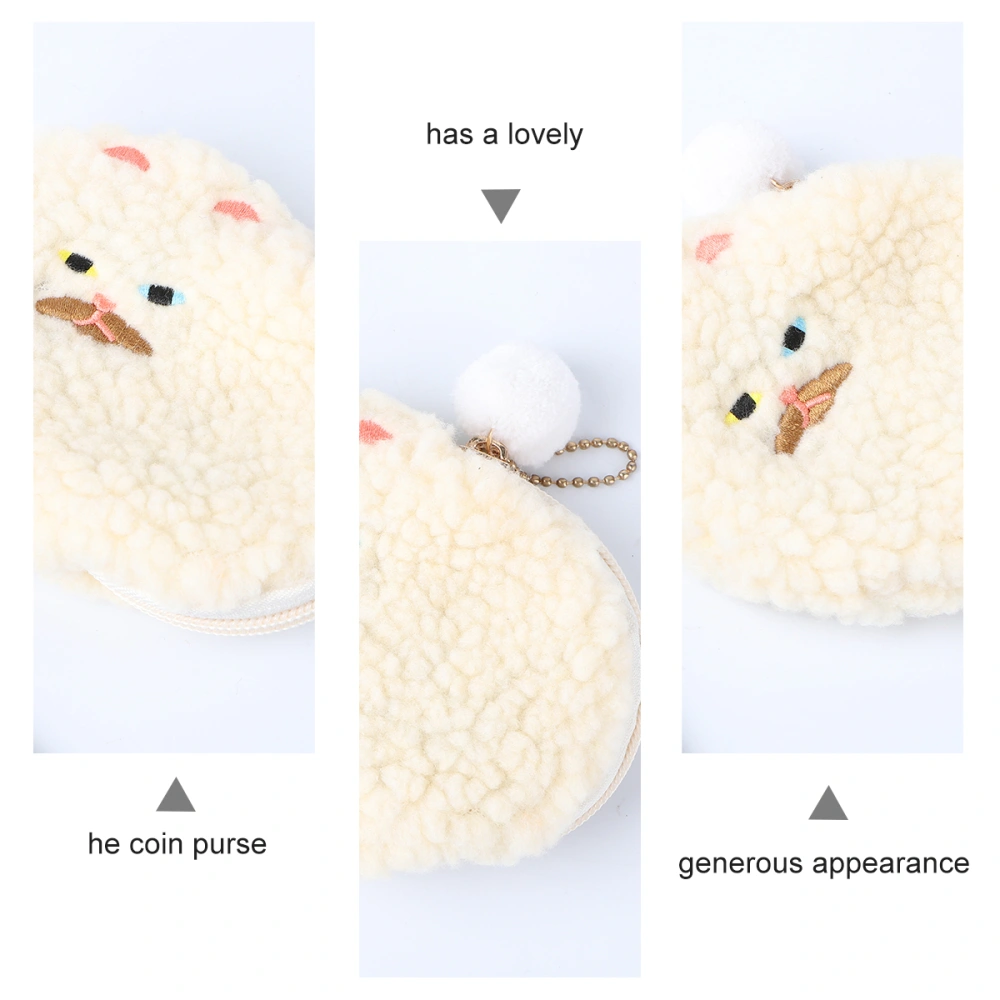 1pc Plush Cat Style Coin Purse Daily Holder Pendant Schoolbag Ornaments