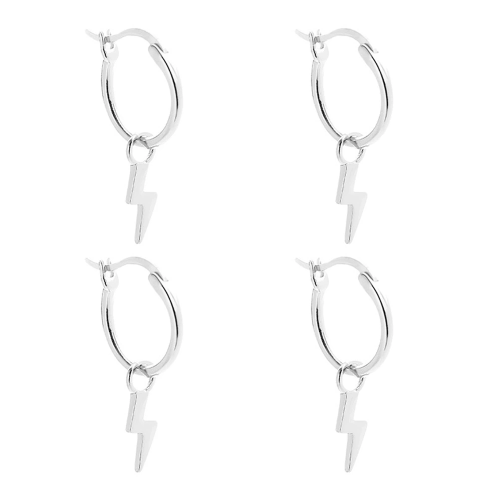 2 Pairs Chic Silver Earrings Stylish Ladies Earrings Ear Accessory for Female