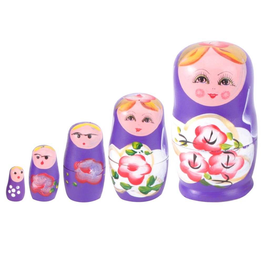 5Pcs Wooden Russian Matryoshka Creative Nesting Doll Chic Home Adornment