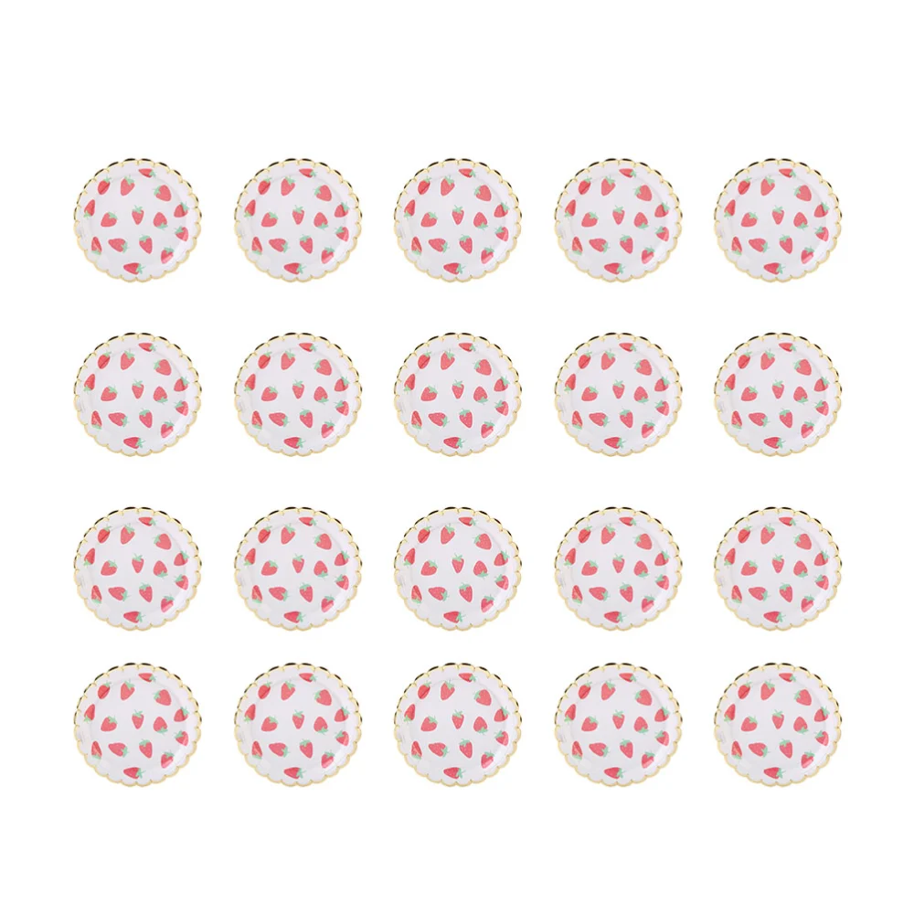 20pcs 7 Inches Paper Plates Fruit Party Tableware Creative Paper Plate Party Supplies for Home (Strawberry Pattern)