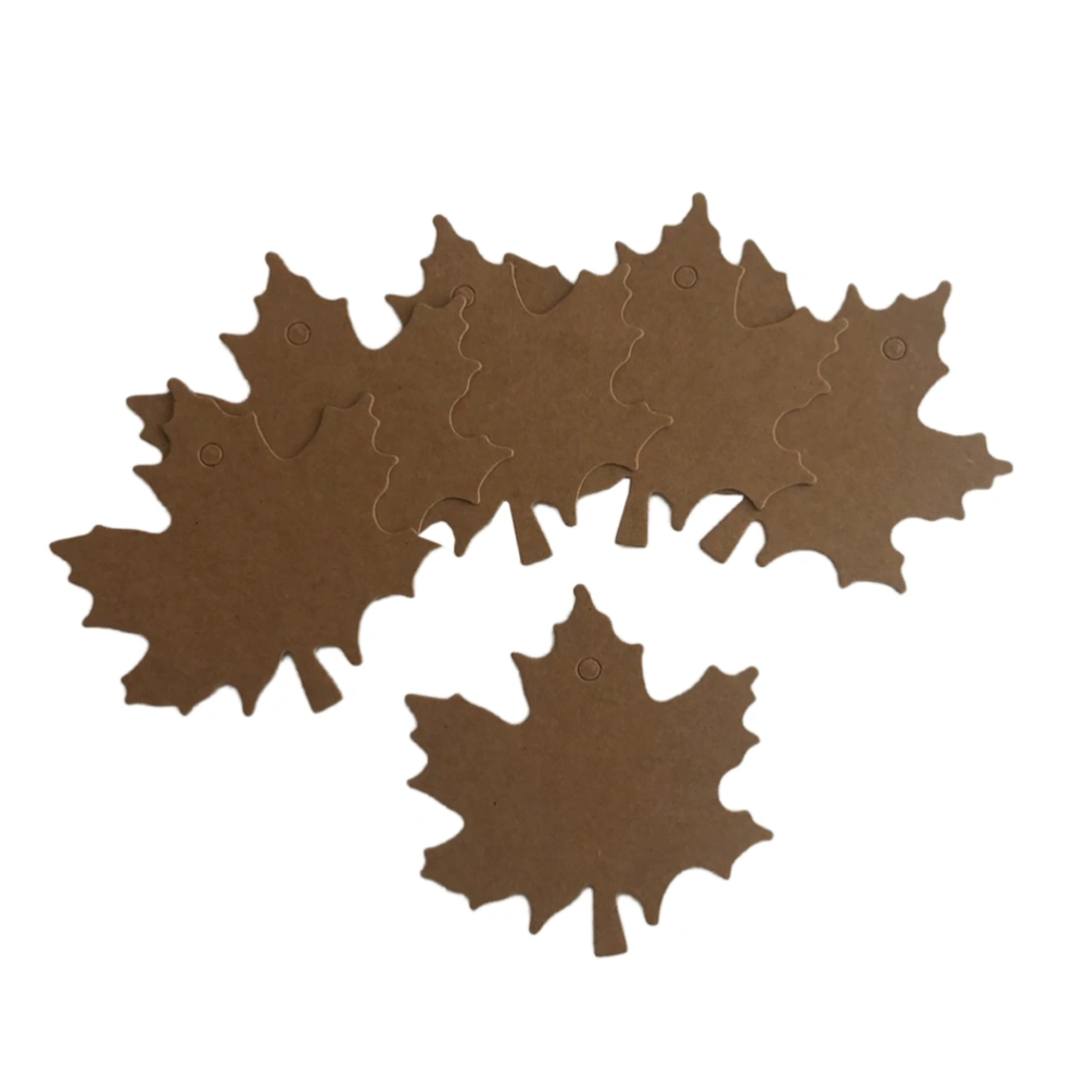 100 Pcs Tags Kraft Paper Label Maple Leaf Tags with 10m String for Party Decoration (Brown)