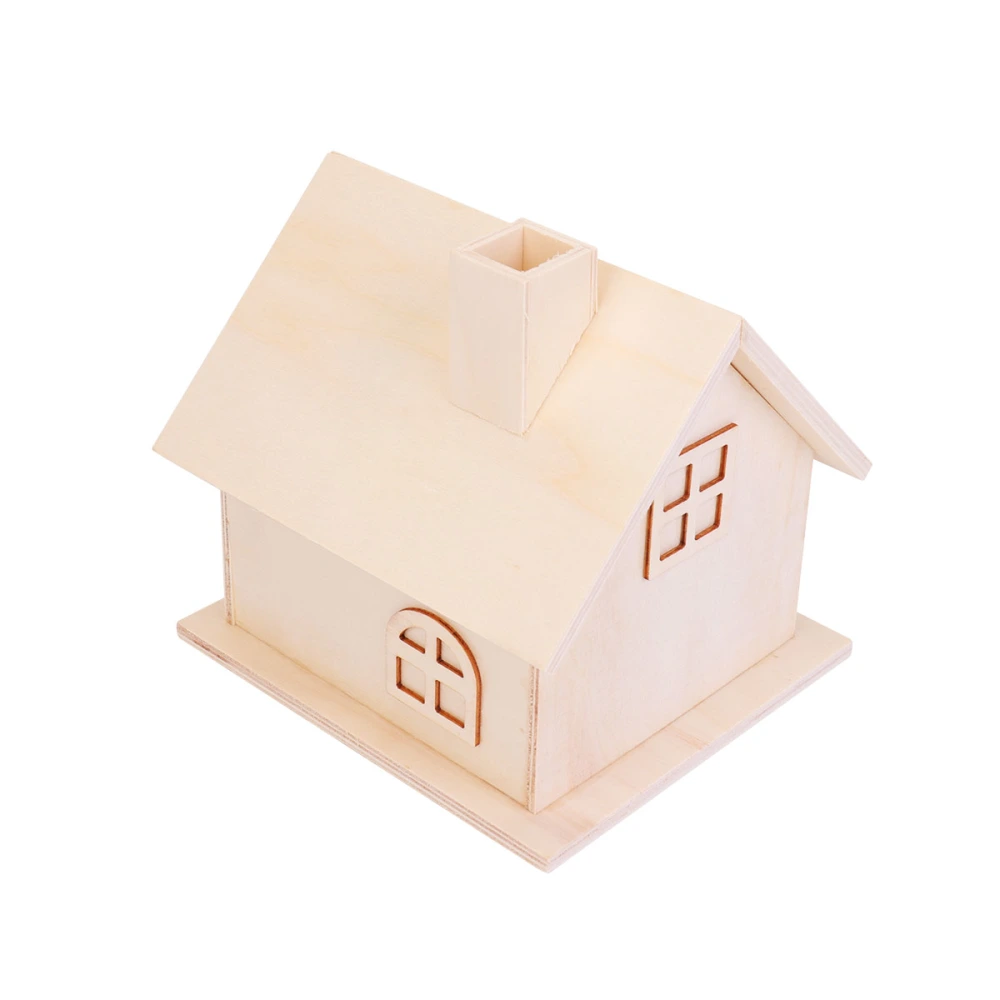 LOVE Decorative Storage Box Wooden House Painting Container Desktop Money Candy Wood Box (LOVE Plywood House)