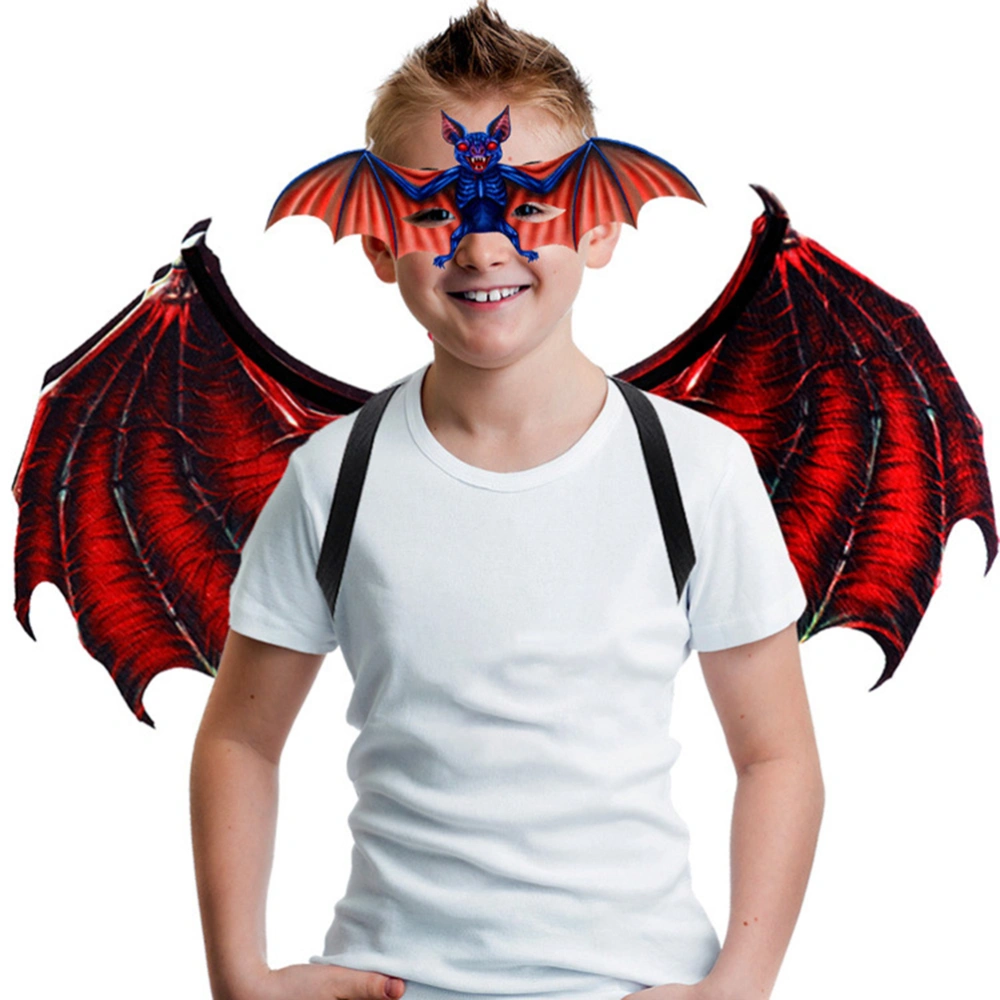 Halloween Performance Clothing Dance Props Bat Mask Wings Prop Halloween Decorative Clothing for Kid Adult (Kid Style, Red, Free Size)