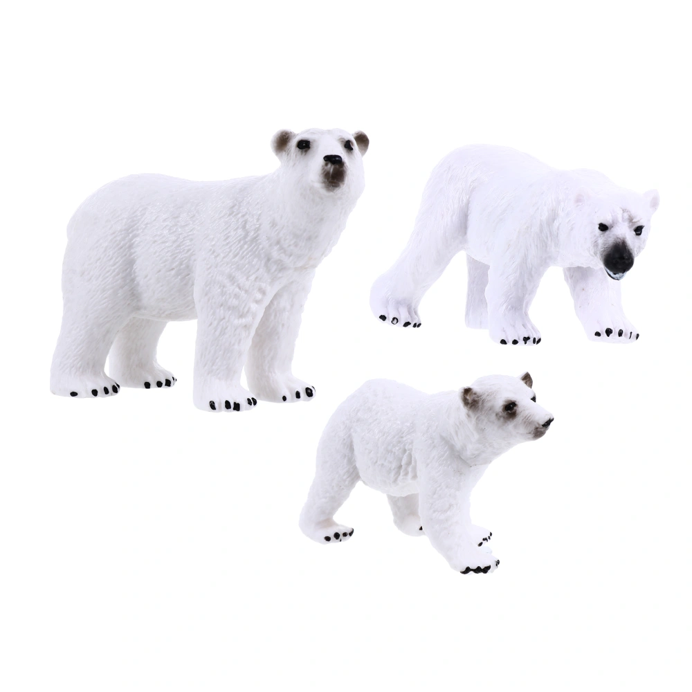 3pcs Simulation Polar Bear Model Plaything Early Education Toy Cognitive Toy