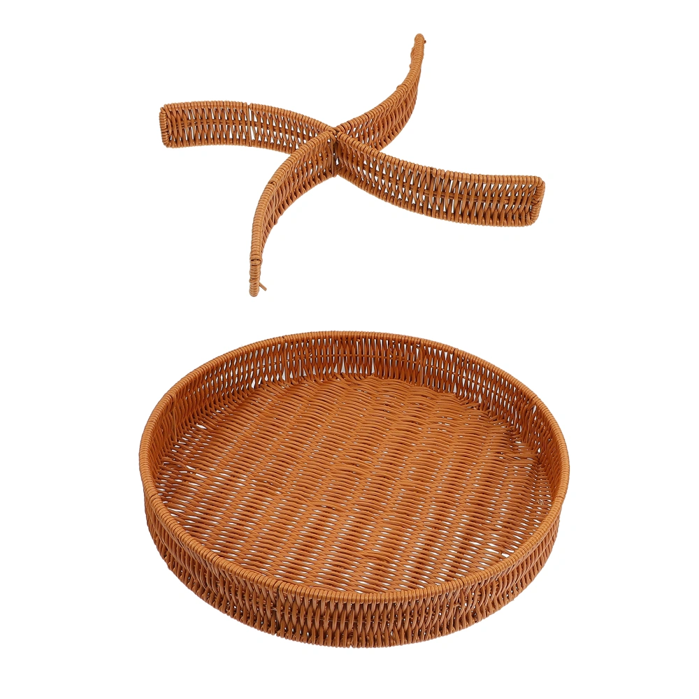 Divided Woven Basket Woven Dried Fruit Basket Fake Rattan Snack Basket